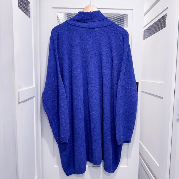 Vtg Stephanie Schuster Cardigan Sweater Oversized Blue OS Knit XXL Plus - Picture 4 of 5